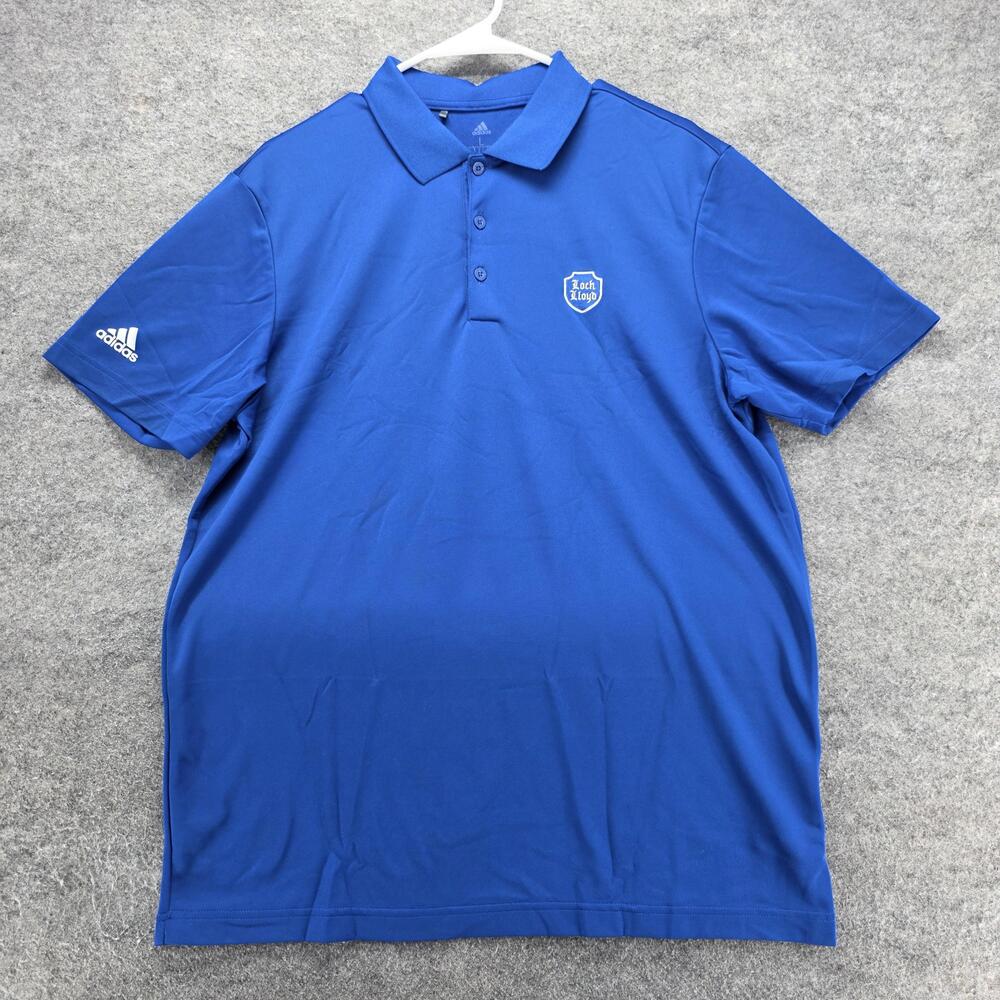 Adidas Polo Shirt Mens L Blue PRIMEGREEN Golf Moisture Wicking Lightweight